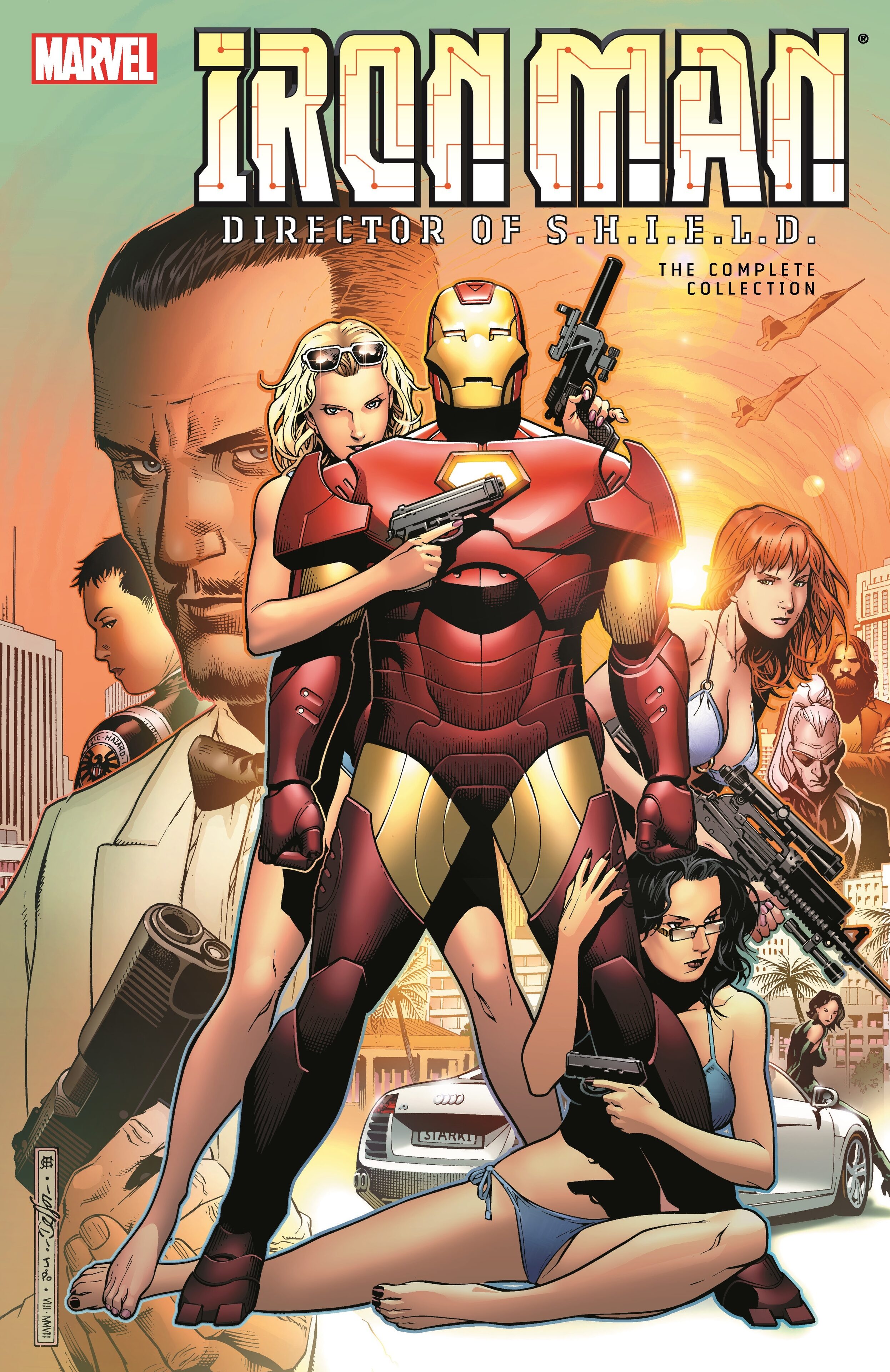 Omslaget till Marvels samlingsvolym Iron Man: Director of S.H.I.E.L.D. – The Complete Collection.
